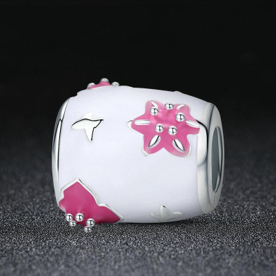 Charms Różowe Kwiaty Sakura – Srebro 925