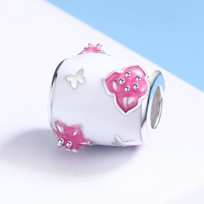 Charms Różowe Kwiaty Sakura – Srebro 925