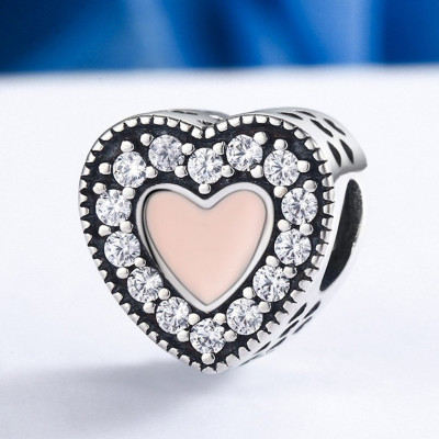 Charms Srebrne Serce z Cyrkoniami – Srebro 925