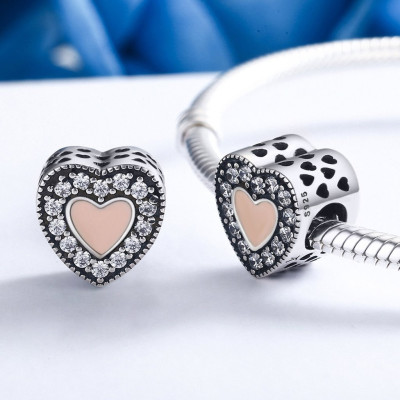 Charms Srebrne Serce z Cyrkoniami – Srebro 925