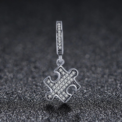 Zawieszka Srebrny Puzzel z Cyrkoniami – Srebro 925