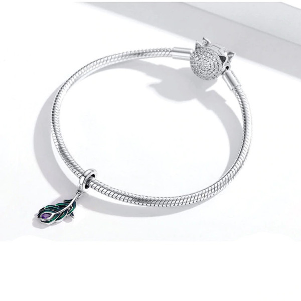 Zawieszka Pawie Pióro z Ametystem