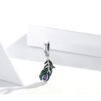 Zawieszka Pawie Pióro z Ametystem – Srebro 925 Elegancja
