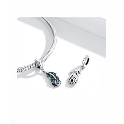 Zawieszka Pawie Pióro z Ametystem – Srebro 925 Elegancja