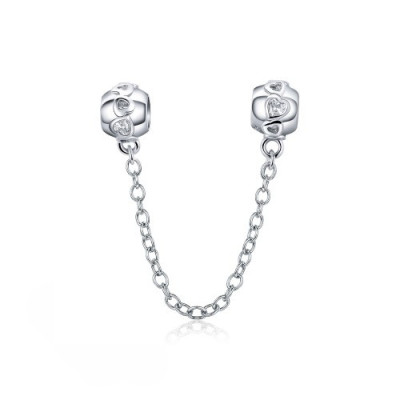 Charms Łańcuszek Bezpieczeństwa Serduszka – Srebro 925