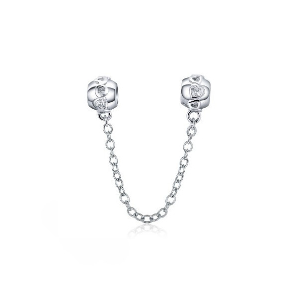 Charms Łańcuszek Bezpieczeństwa Srebrne Serduszka