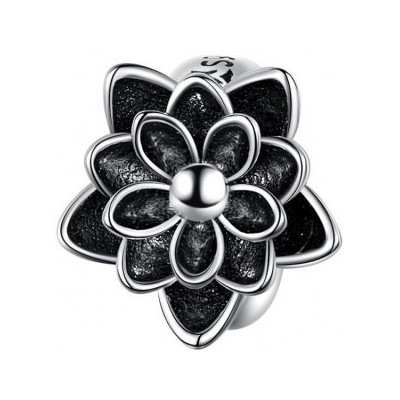 Charms Czarny Kwiat Lotosu – Srebro 925, Siła i Spokój