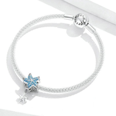 Charms Błękitna Rozgwiazda – Srebro 925, Cyrkonie