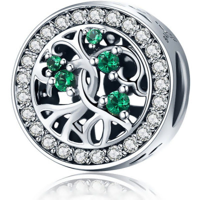 Charms Drzewo Życia – Srebro 925, Zielone Cyrkonie