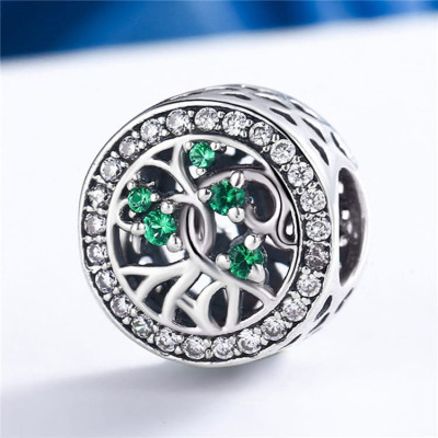 Charms Drzewo Życia – Srebro 925, Zielone Cyrkonie
