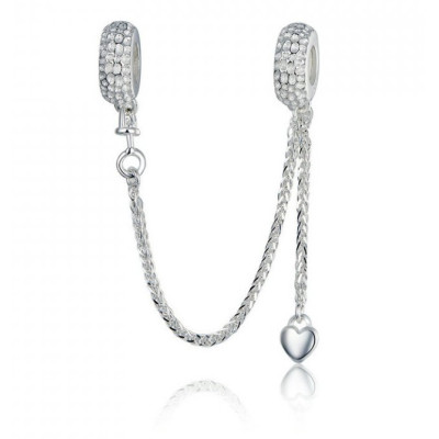 Charms Łańcuszek Zabezpieczający Serce – Srebro 925, Styl Premium