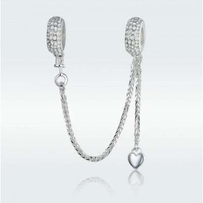 Charms Łańcuszek Zabezpieczający Serce – Srebro 925, Styl Premium