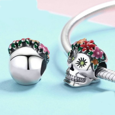 Charms Cukrowa Czaszka Fiesta – Srebro 925, Emalia