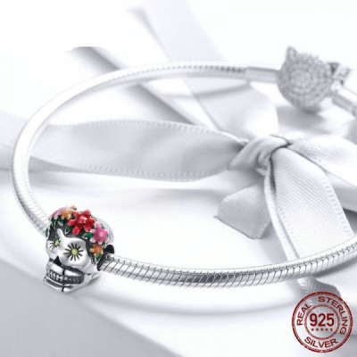 Charms Cukrowa Czaszka Fiesta – Srebro 925, Emalia