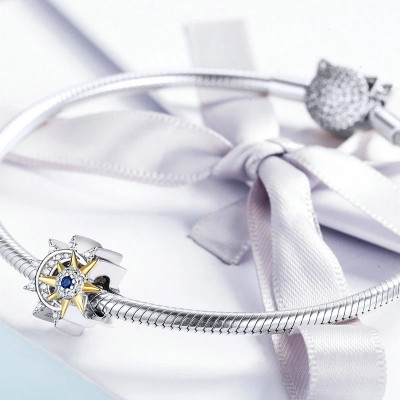 Charms Kompas Gwiazda Polarna – Srebro 925, Złocenie