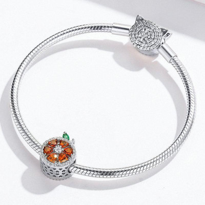 Charms Pomarańcza z Cyrkoniami – Srebro 925, Energia