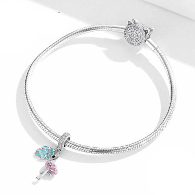 Zawieszka Flaming z Liściem – Srebro 925 z Cyrkoniami