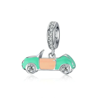Charms Samochód Cabrio z Cyrkoniami – Srebro 925, Emalia