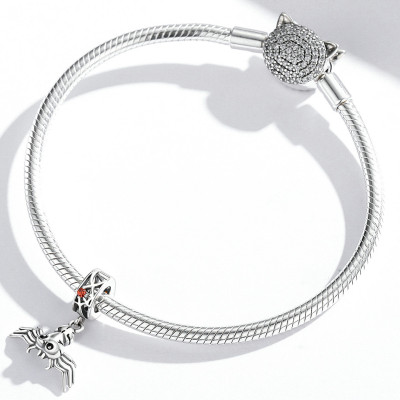 Charms Pająk z Pomarańczową Cyrkonią – Srebro 925