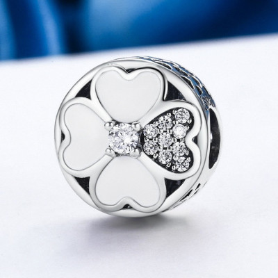 Charms Czterolistna Koniczyna z Cyrkoniami – Srebro 925