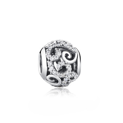 Charms Ażurowy Wzór z Cyrkoniami – Srebro 925 Blask