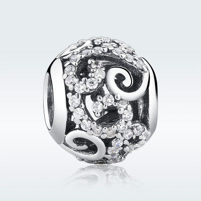 Charms Ażurowy Wzór z Cyrkoniami – Srebro 925 Blask