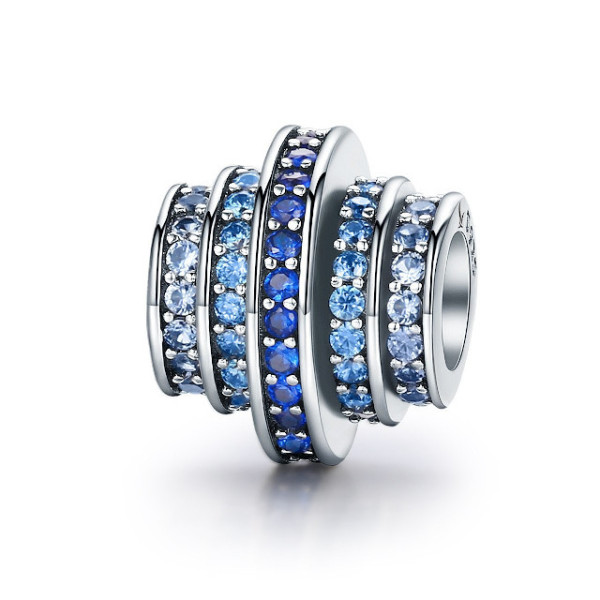 Charms Błękitne Cyrkonie w Spiralnym Srebrze