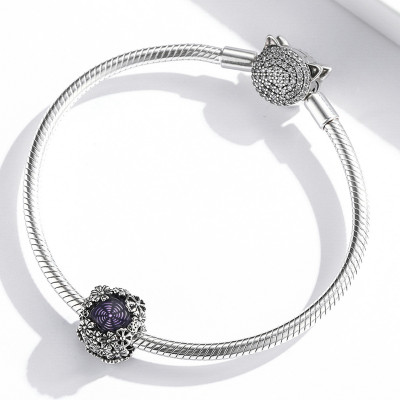 Charms Fioletowy Kwiat – Srebro 925 Emalia
