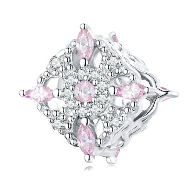 Charms Różowa Mandala z Cyrkoniami – Srebro 925