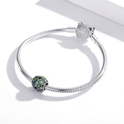 Charms Zielony Motyl – Srebro 925 Emalia