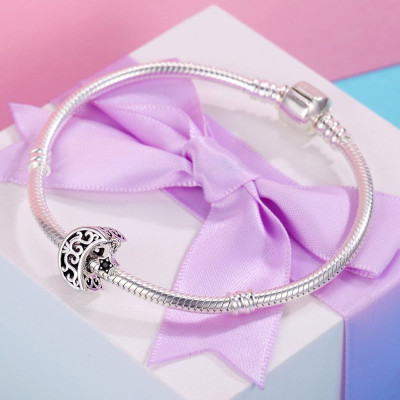 Charms Księżyc z Gwiazdką Srebro 925 – Ażurowa Zawieszka Pavos